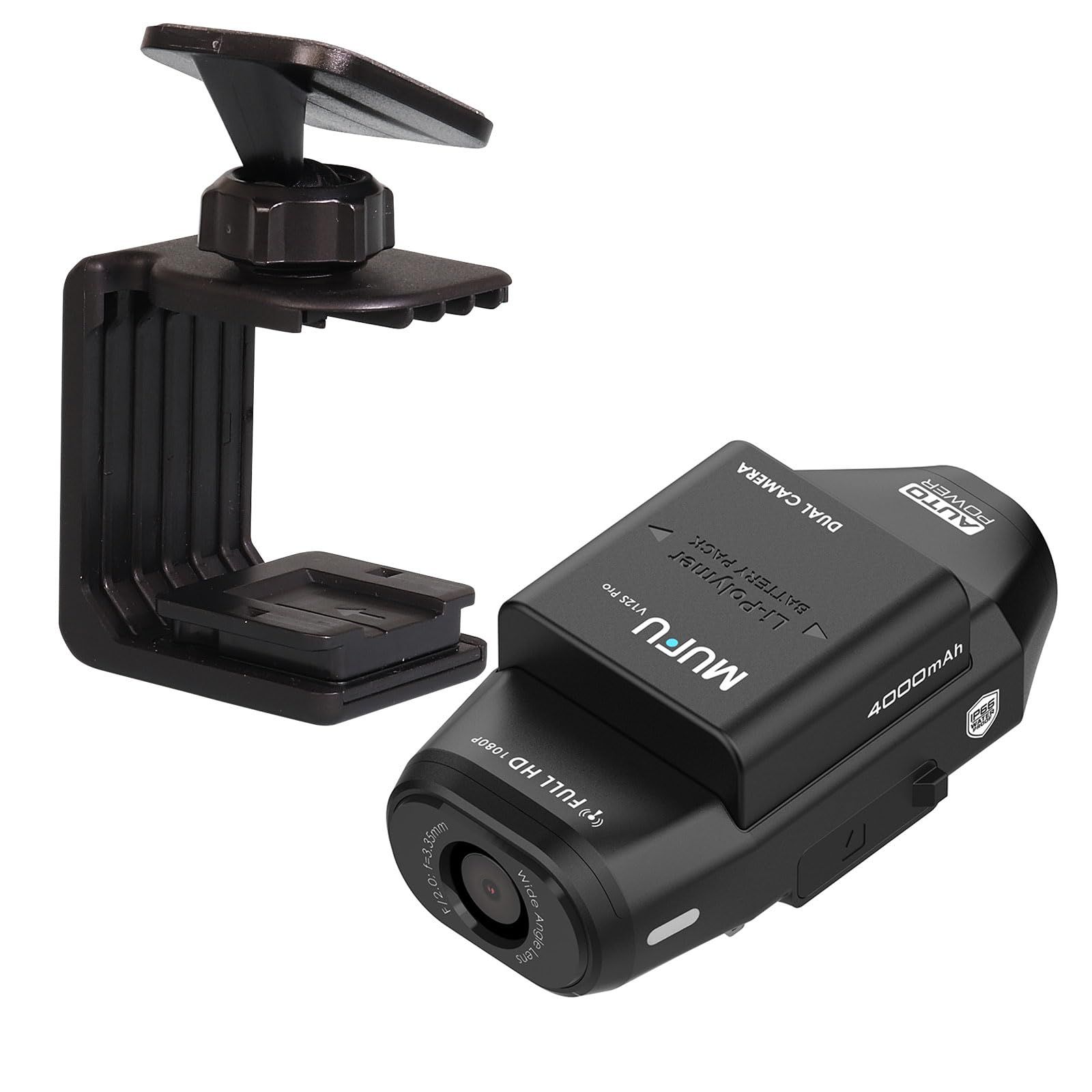 ドライブレコーダー 車載 2カメラ録画 自動車 装着即時録画 WiFi 200万画素 フルHD 4000mAhバッテリー内蔵 スマート感知センサー MUFU ブラック MF-BDVR004B-RE01 [ブラック] [車用 前後2カメラ ドライブ
