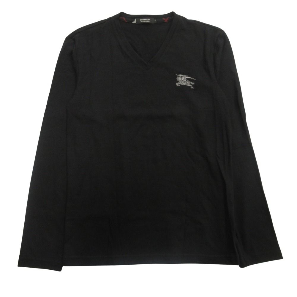 【美品】バーバリーブラックレーベル ハーフボタン Vネックウールニット 刺繍ロゴ 新品同様 BURBERRY BLACK LABEL バーバリーブラックレーベル Vネック