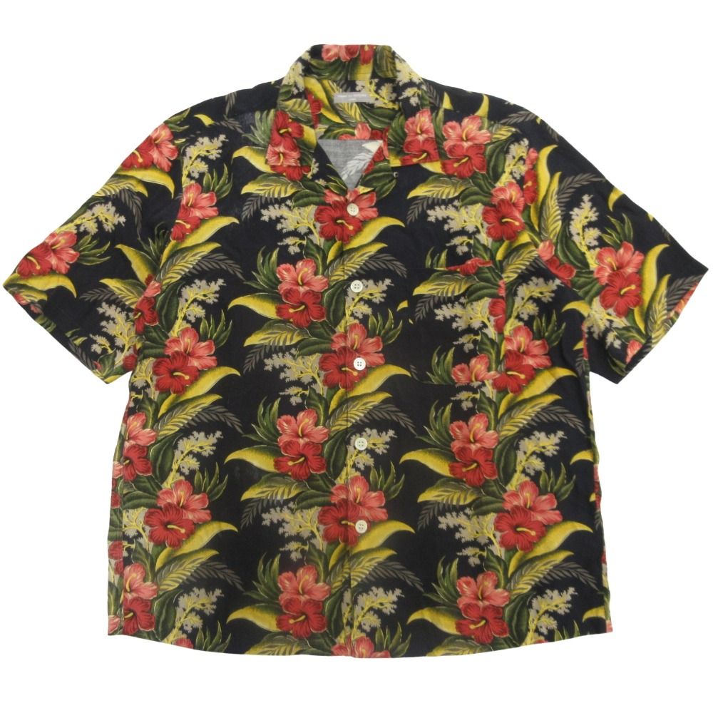 00 aw COMME des GARCONS HOMME コムデギャルソンオム 田中オム 花柄 アロハ シャツ 半袖 ヴィンテージ s ブラック マルチ メンズ 古着