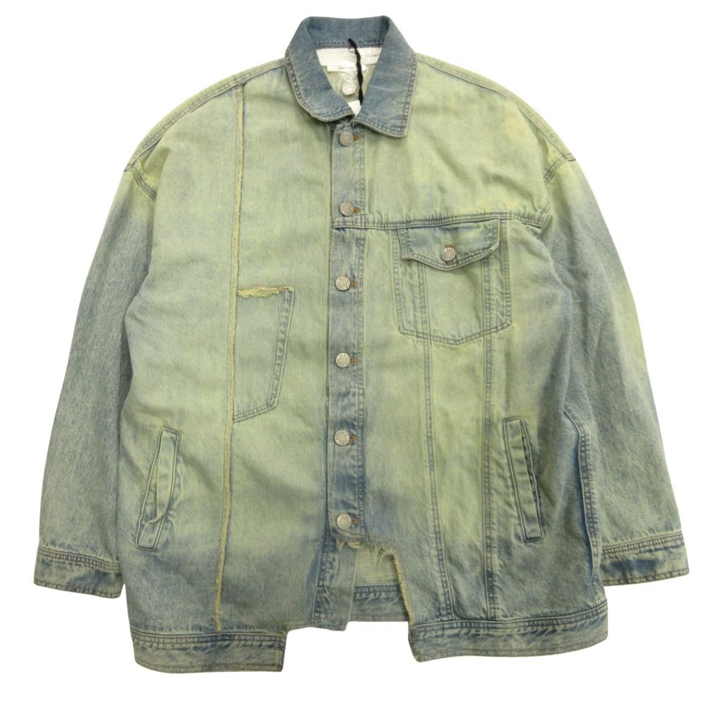 Isabel Benenato イザベルベネナート 再構築 デニム ジャケット ブルゾン カットオフ オーバーサイズ 切替 S インディゴ メンズ 古着