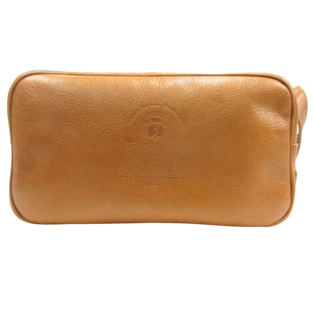 Santa Maria Novella サンタ マリア ノヴェッラ バッグ ポーチ レザー ロゴ 刻印 茶 ブラウン メンズ レディース 古着