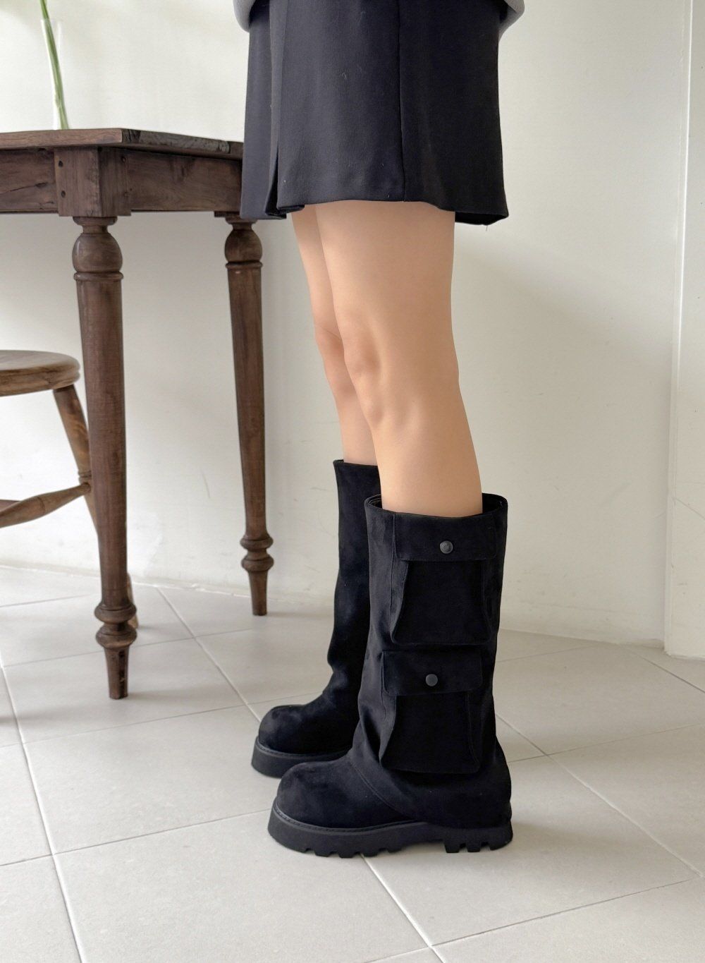 CA 9190 ポケット POINT ユニーク ボールド ルーズフィット フォールディング ロングブーツ ウォーカー