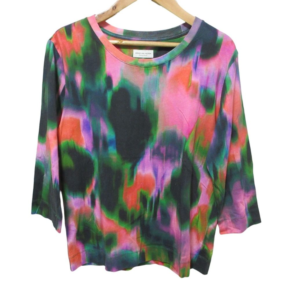 美品 Dries Van Noten ドリスヴァンノッテン タイダイ染め 七分袖Tシャツ XS マルチカラー レディース 古着  USED