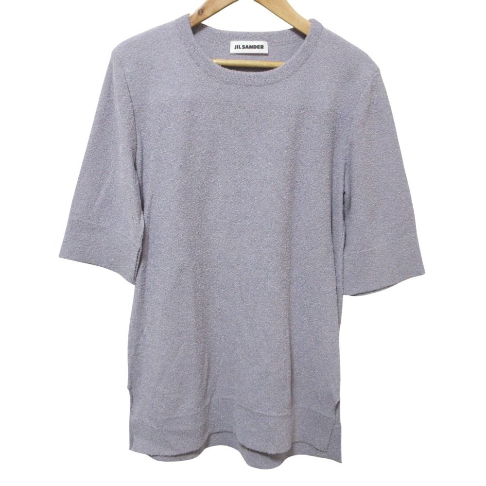 23 SS JIL SANDER ジルサンダー パイルニット ハーフスリーブ カットソー 38 パープル レディース 古着