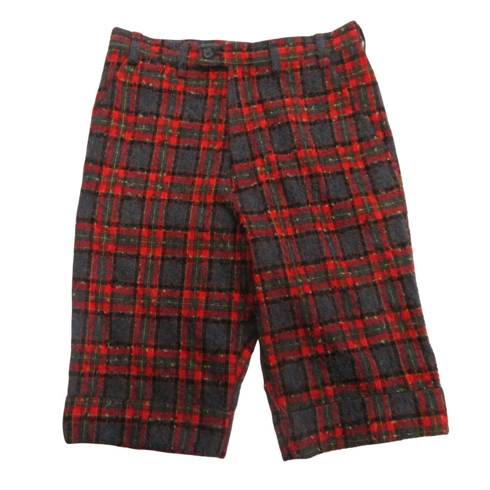11 aw Y s ワイズ YOHJI ヨウジヤマモト チェック ツイード クロップド パンツ スラックス ウール 1 赤 レッド レディース 古着