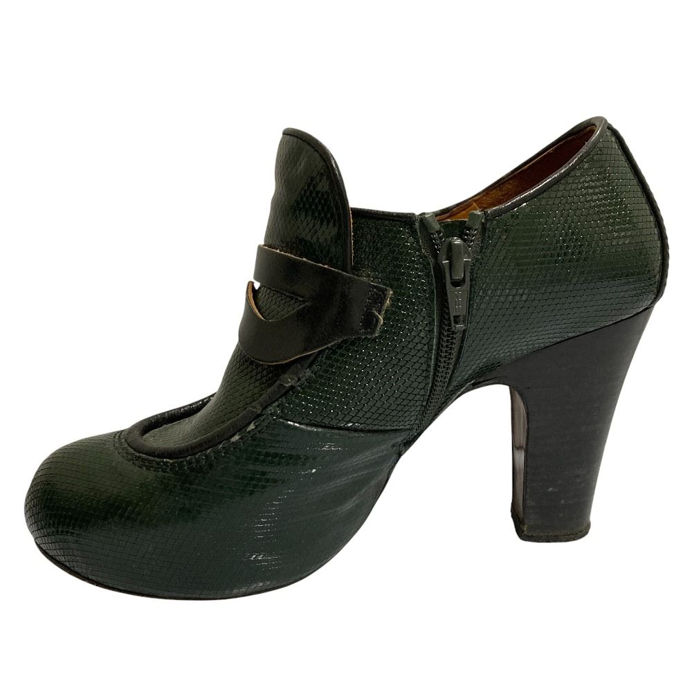 良品 CHIE MIHARA チエ ミハラ レザー 型押し ブーティ ヒール