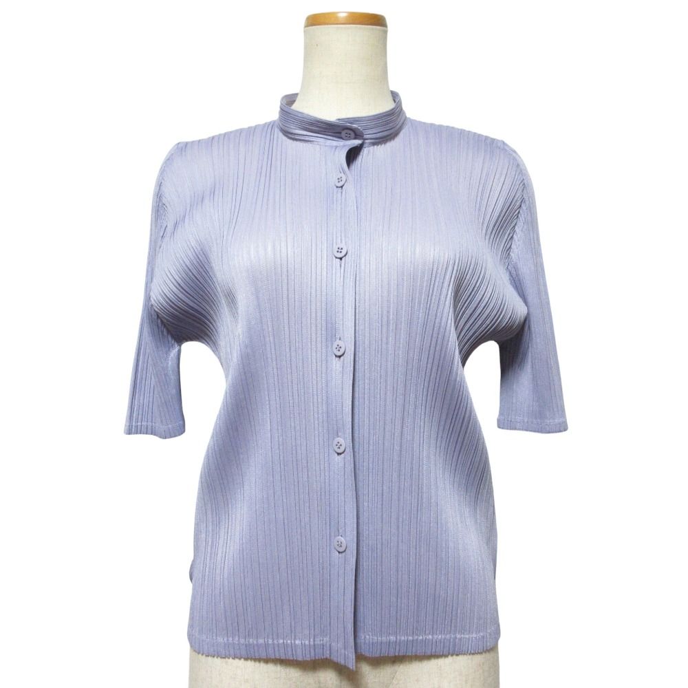 PLEATS PLEASE ISSEY MIYAKE プリーツプリーズ イッセイミヤケ シャツ ブラウス PP 91 JJ 202 サイズ3 パープル レディース 古着