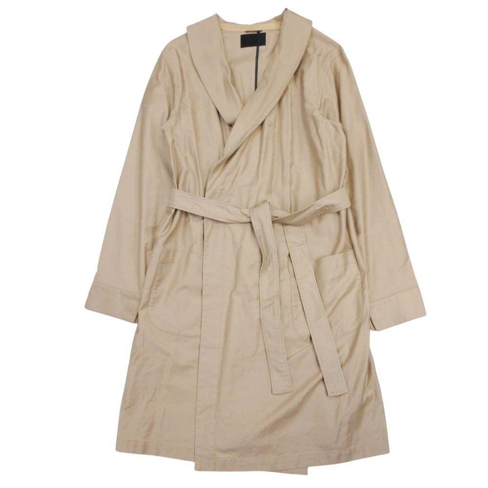 美品 18ss junhashimoto ジュンハシモト スーペリアガウン スプリングコート 羽織 ジャケット アウター 麻混 5 ベージュ メンズ 古着 中古 USED