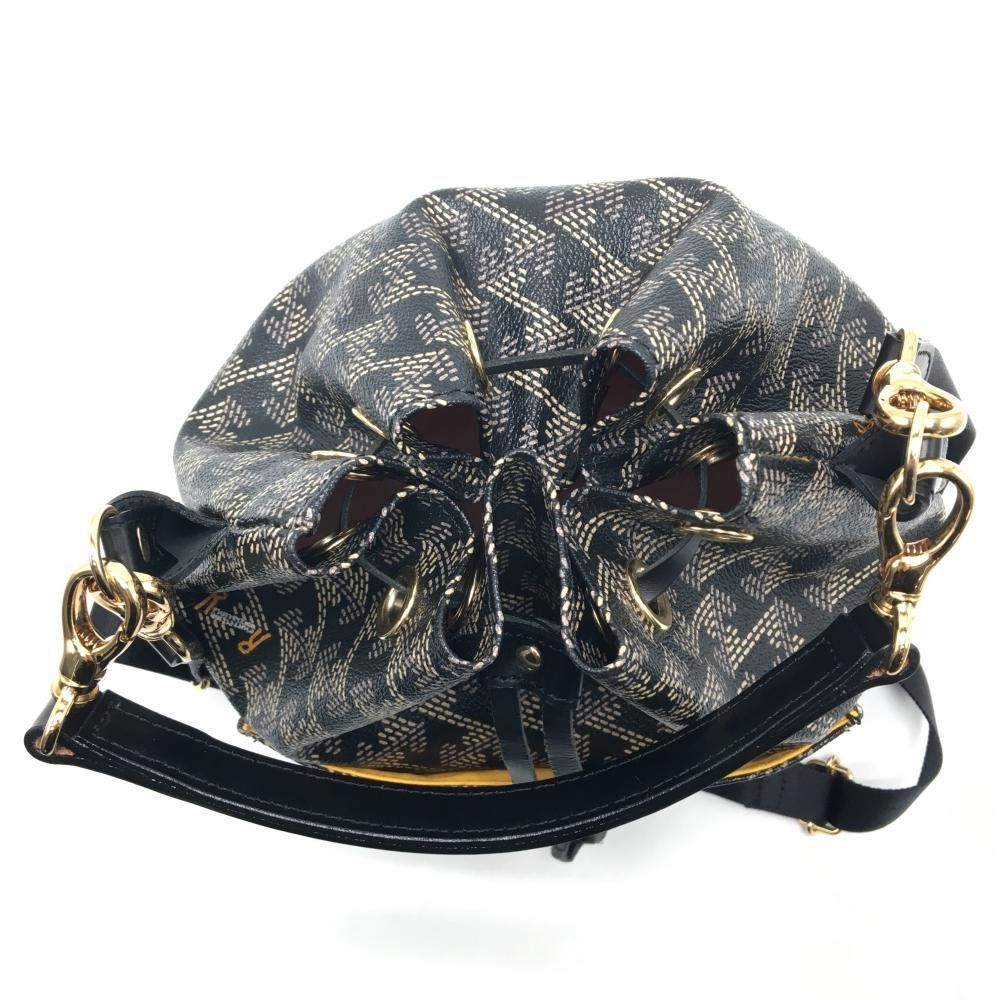 美品】レザレクション 2WAYカートバッグ 黒×ベージュ系 ストア 総柄