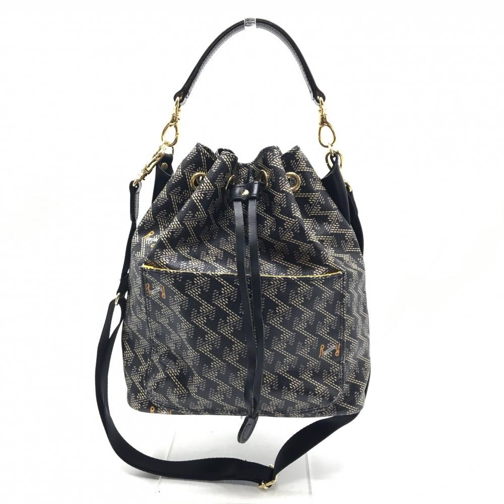 レザレクション 2 WAYカートバッグ 黒 ベージュ系 総柄 ショルダーストラップ付き 巾着型ゴルフ Resurrection