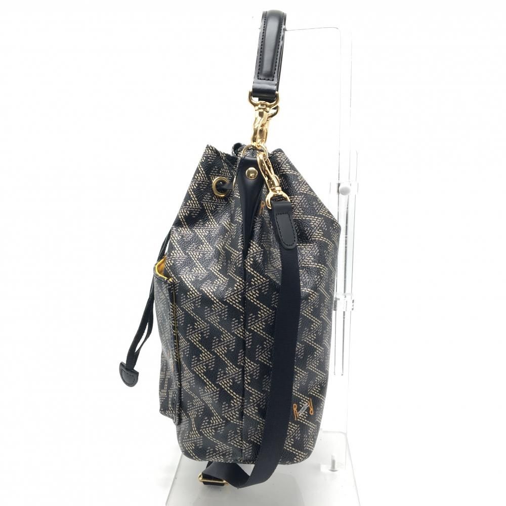 美品】レザレクション 2WAYカートバッグ 黒×ベージュ系 ストア 総柄