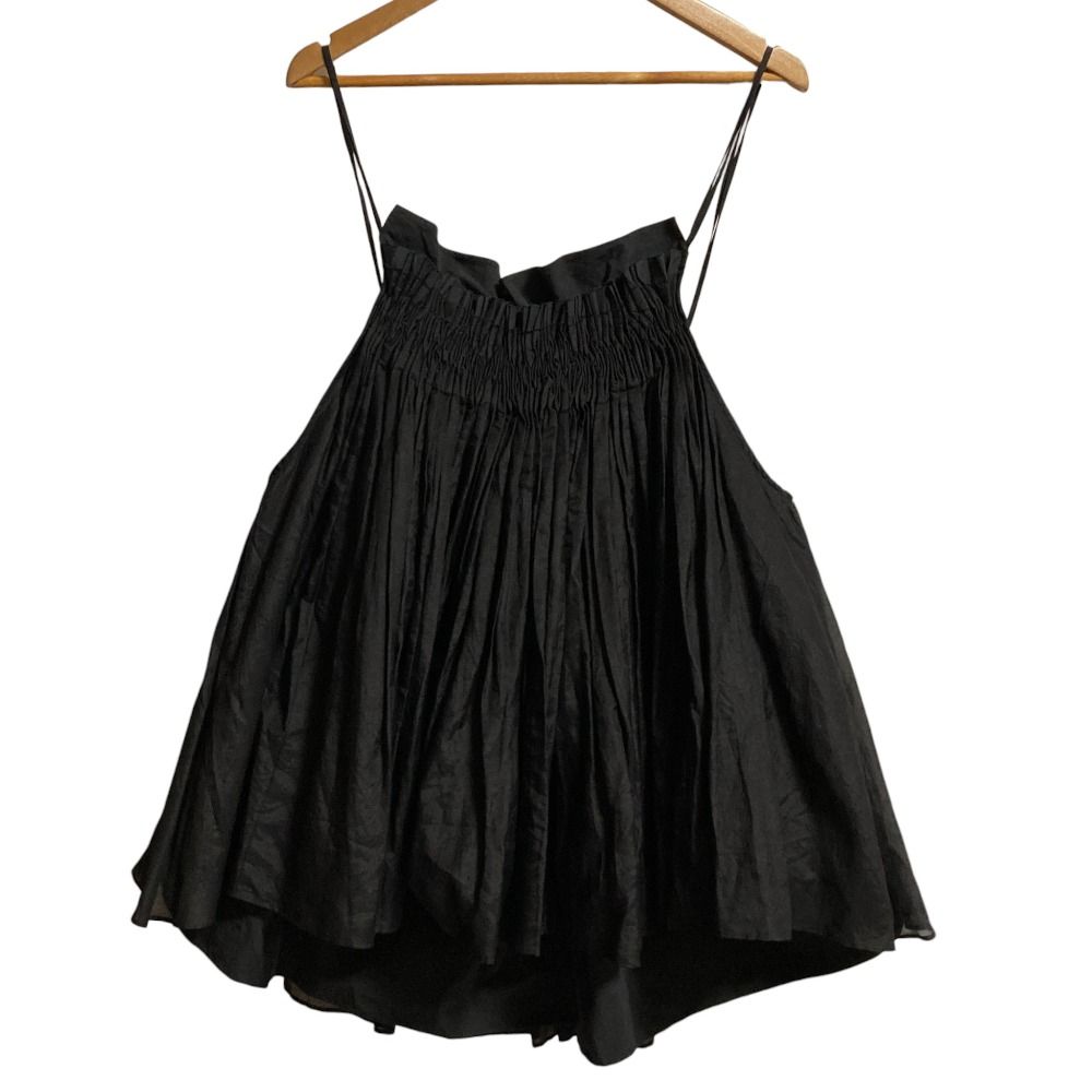 Curensology カレンソロジー コットンシルクギャザーキャミソール サイズF ブラック レディース 古着