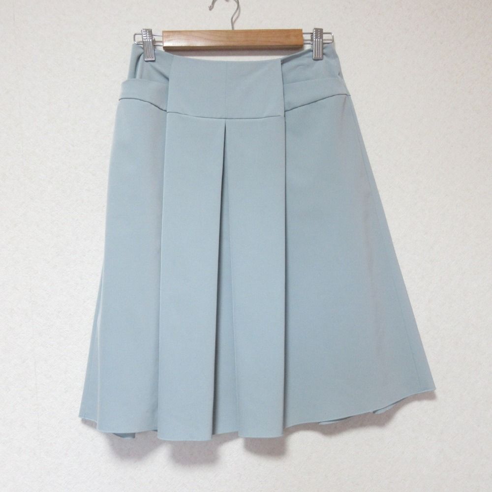 フォクシーニューヨーク フレアスカート 水色 38 美品 FOXEY NEW YORK フォクシーニューヨーク ひざ丈 タック フレア