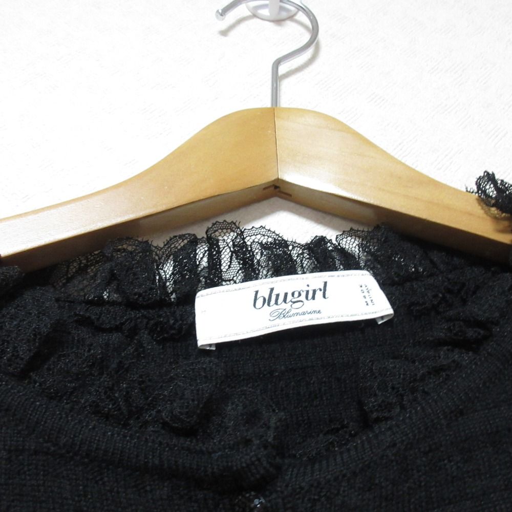 美品 blugirl BLUMARINE ブルーガール ブルマリン 七分袖 レースカラー