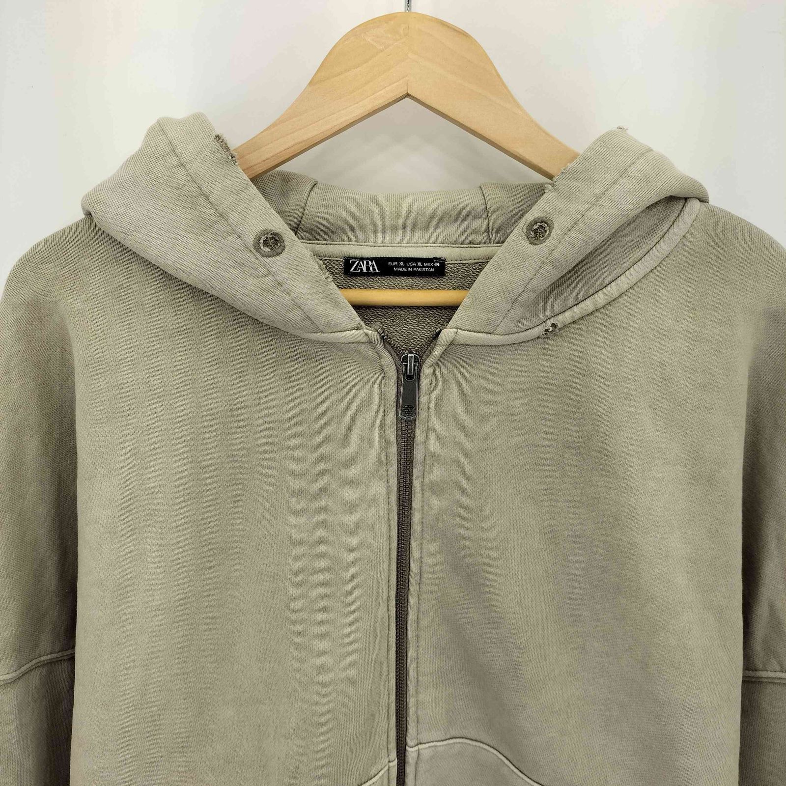 ザラ ZARA ダメージ加工 オーバーサイズ ダブルジップ パーカー メンズ 