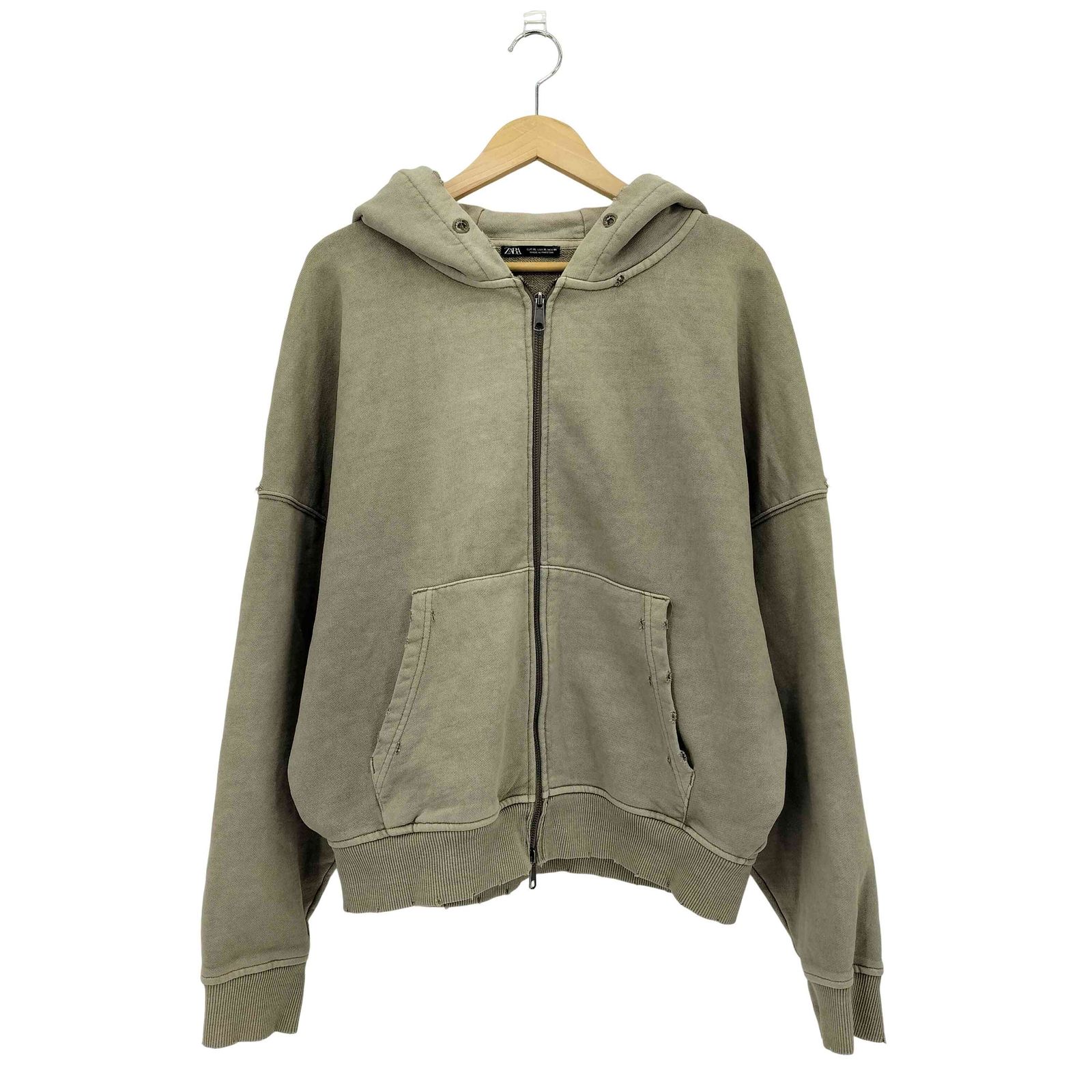 ZARA ジップパーカー ダメージ加工 ザラ ZARA ダメージ加工 オーバーサイズ ダブルジップ パーカー メンズ