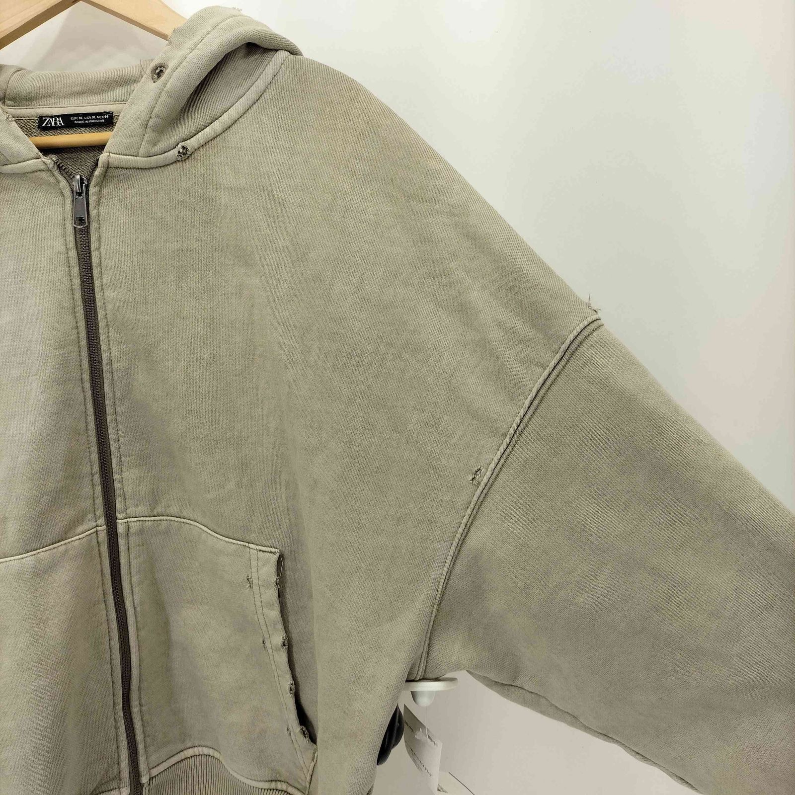ザラ ZARA ダメージ加工 オーバーサイズ ダブルジップ パーカー メンズ