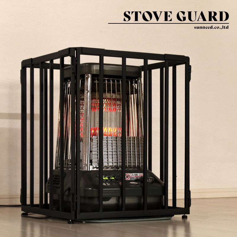 ストーブガード 石油ストーブ ガード アイアン ペット 子ども 子供 石油 ストーブ 赤ちゃん インダストリアル 四方式 折り畳み コンパクト 収納 ペットサークル ストーブフェンス フェンス STG-4 F