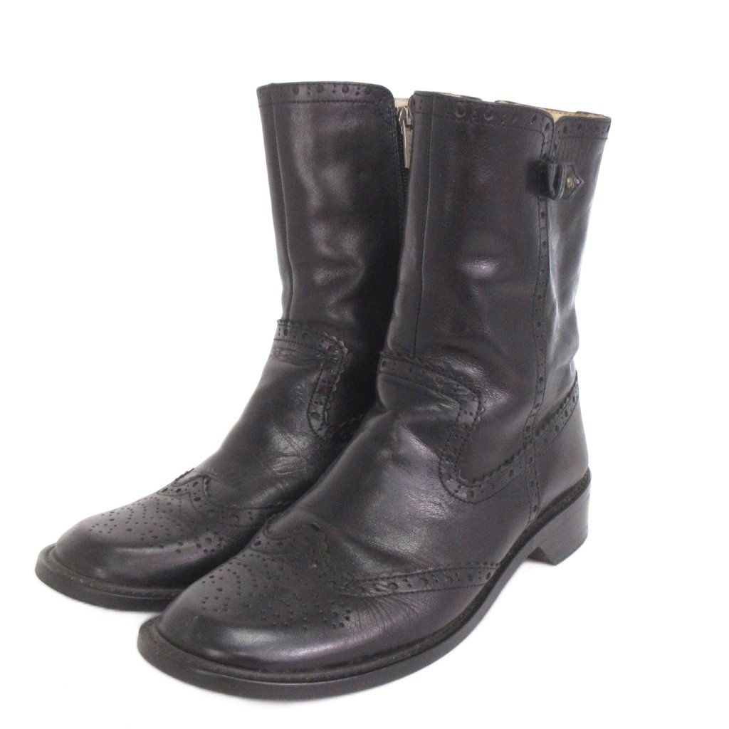 リーガル REGAL ショートブーツ レザー メダリオン サイドジップ 黒