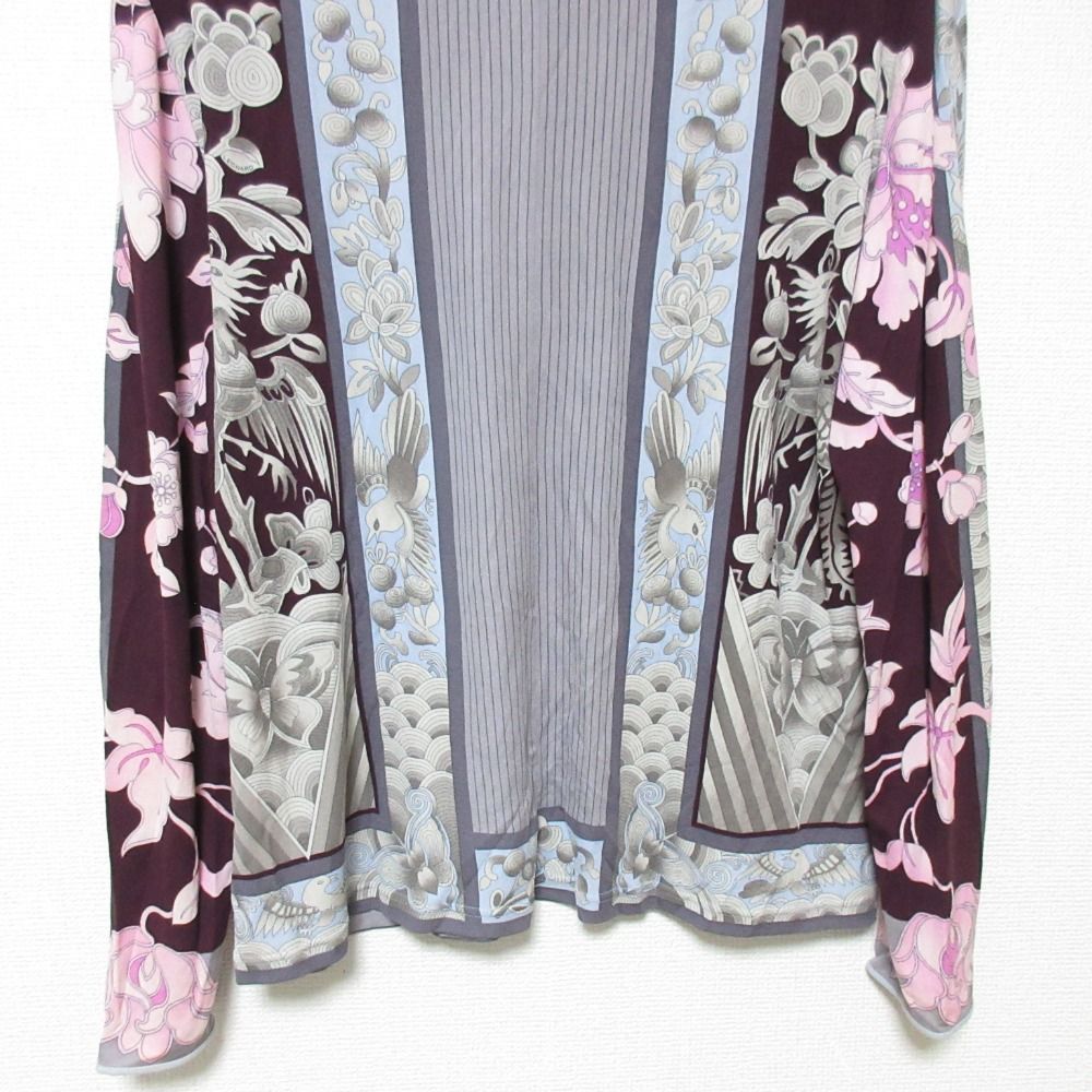 レオナール　パリ　LEONARD カットソー　46サイズ 大き目　シルク LEONARD レオナールパリ フラワープリント シルク カットソー サイズ46