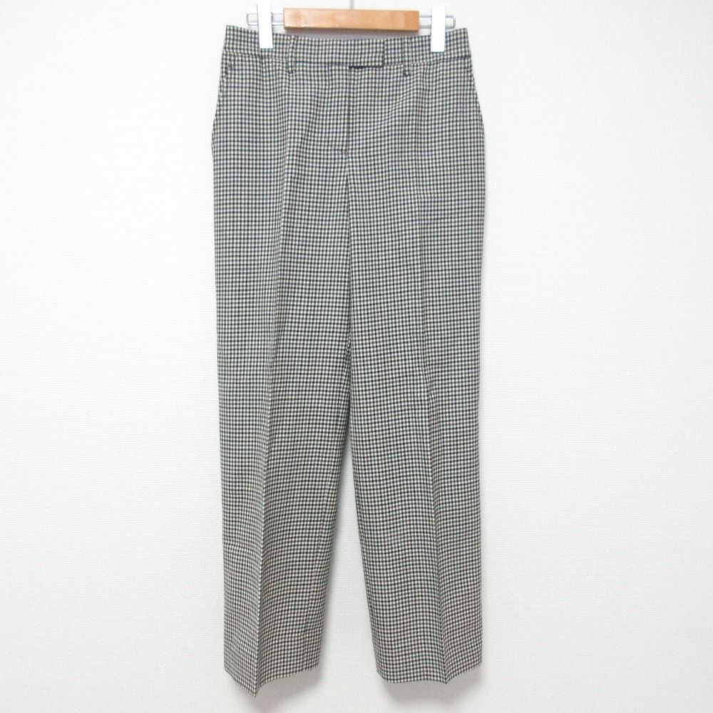miumiu ミュウミュウ モデル ギンガムチェック スラックスパンツ MP 1589 サイズ36 ブラック レディース 古着