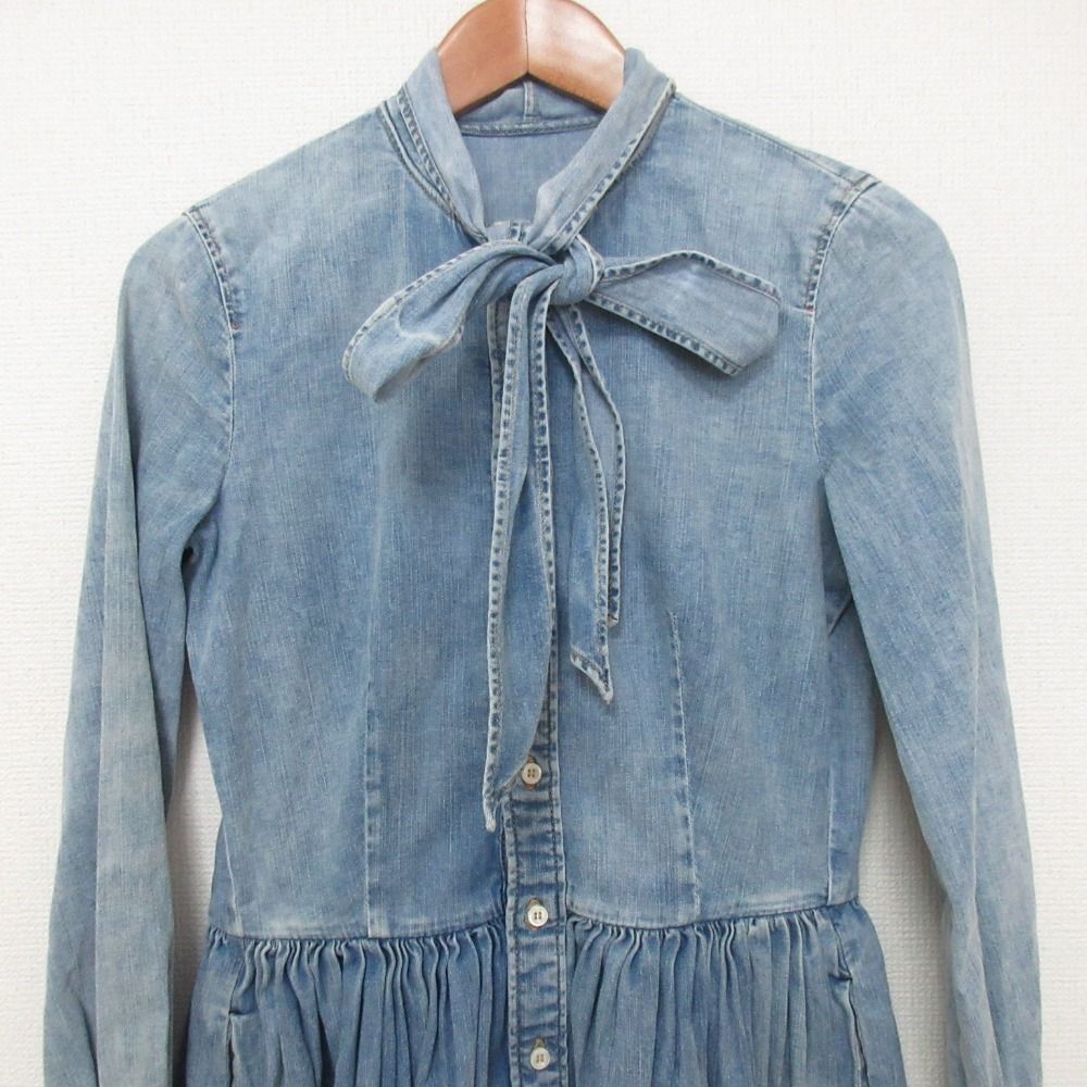 美品 DSQUARED2 ディースクエアード ボウタイ付き デニムシャツ