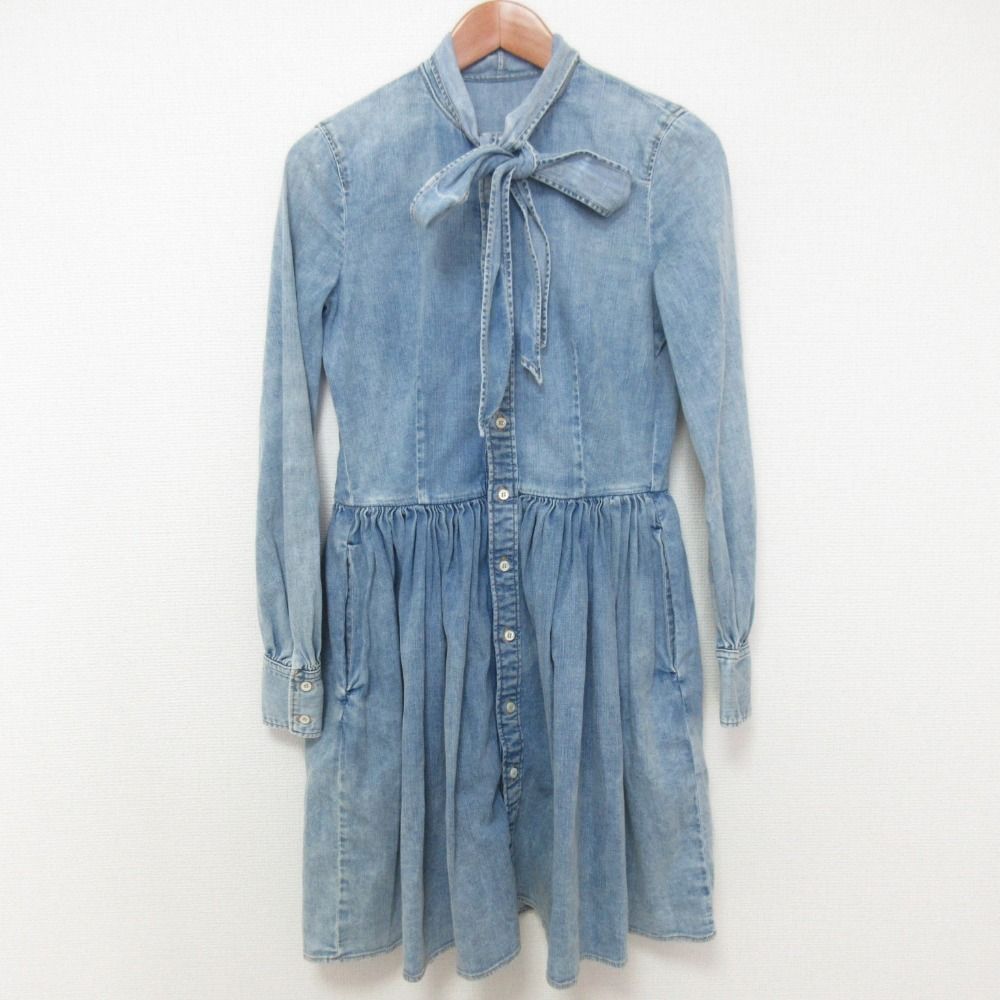 美品 DSQUARED2 ディースクエアード ボウタイ付き デニムシャツ