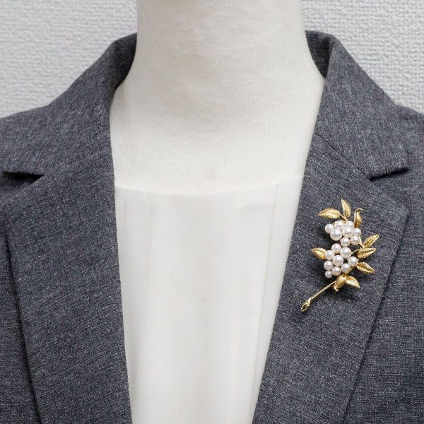 ミキモト K18YG アコヤ真珠 ブローチ 径約3.9-6.2mm 植物 - メルカリ