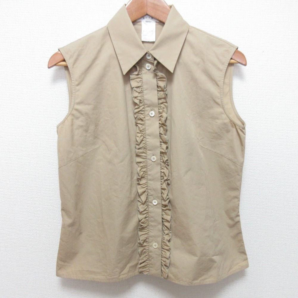 良品 CELINE セリーヌ フリルデザイン ノースリーブ シャツ ブラウス