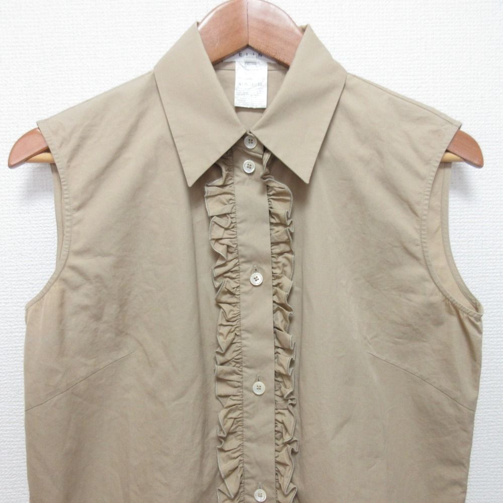 良品 CELINE セリーヌ フリルデザイン ノースリーブ シャツ ブラウス