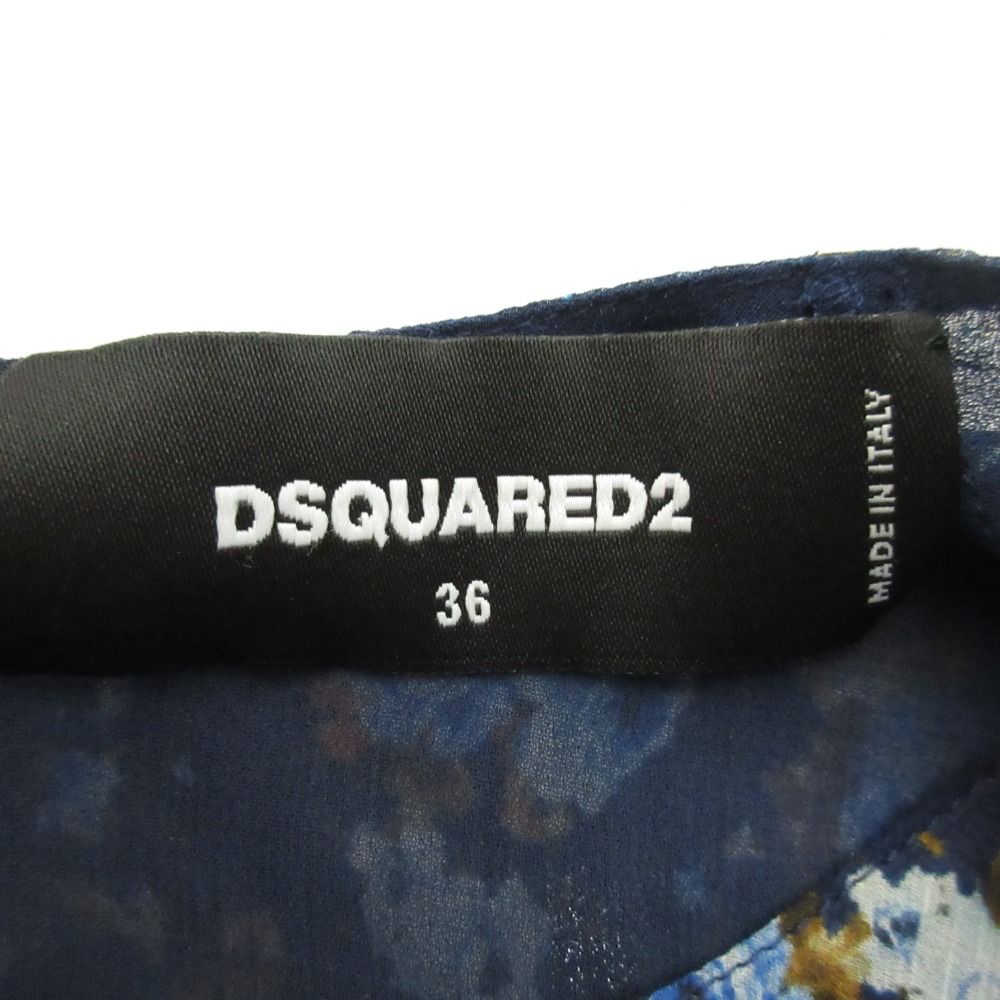 美品 DSQUARED2 ディースクエアード フラワープリント ジョーゼットブラウス サイズ36 ブルー レディース 古着 中古 USED 美品 DSQUARED2 ディースクエアード フラワープリント ジョーゼット