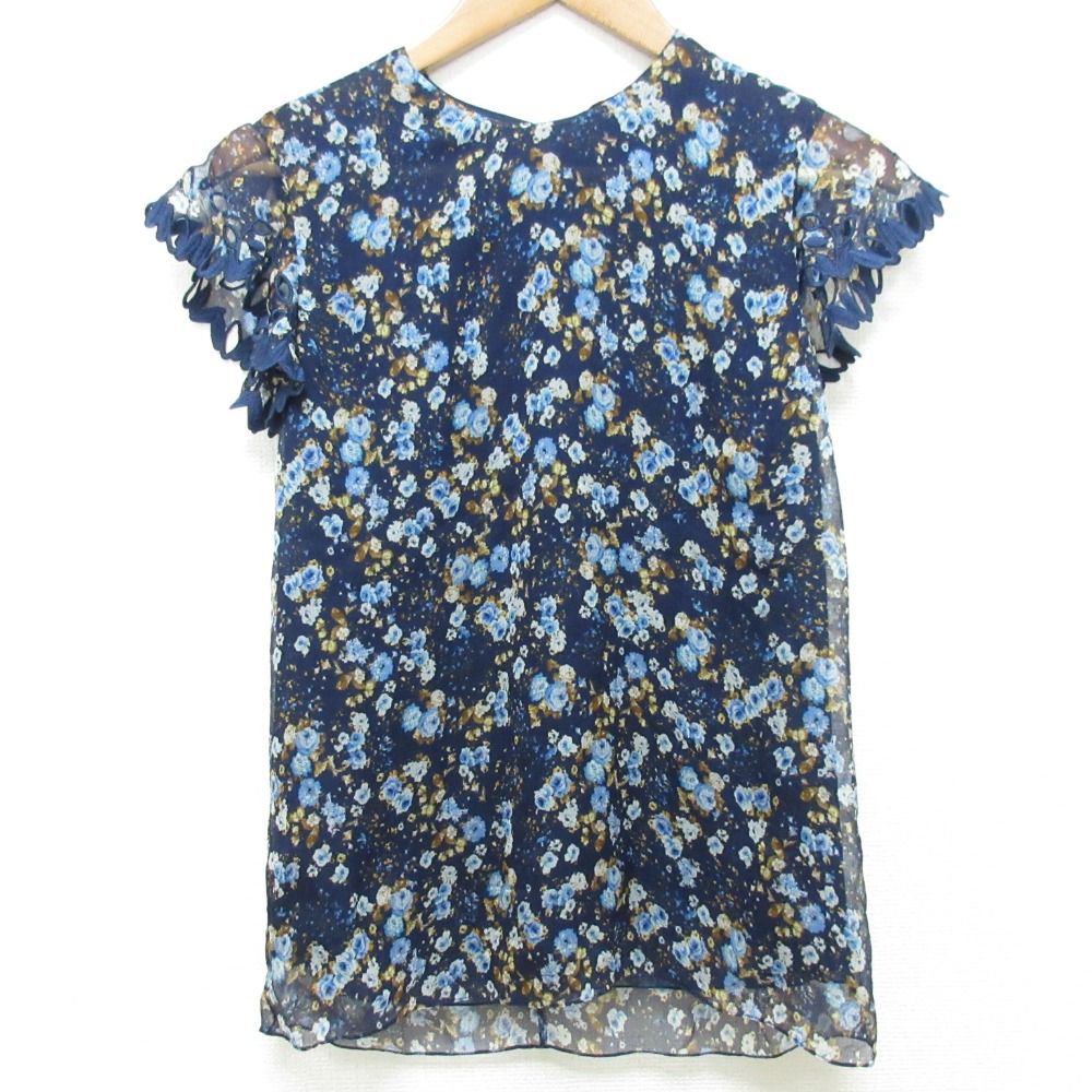美品 DSQUARED2 ディースクエアード フラワープリント ジョーゼットブラウス サイズ36 ブルー レディース 古着 中古 USED 美品 DSQUARED2 ディースクエアード フラワープリント ジョーゼット