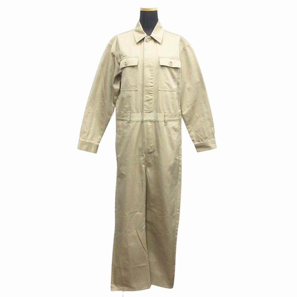 Whim Gazette ウィムガゼット ツイル ジャンプスーツ つなぎ オールインワン フリーサイズ ベージュ レディース 古着