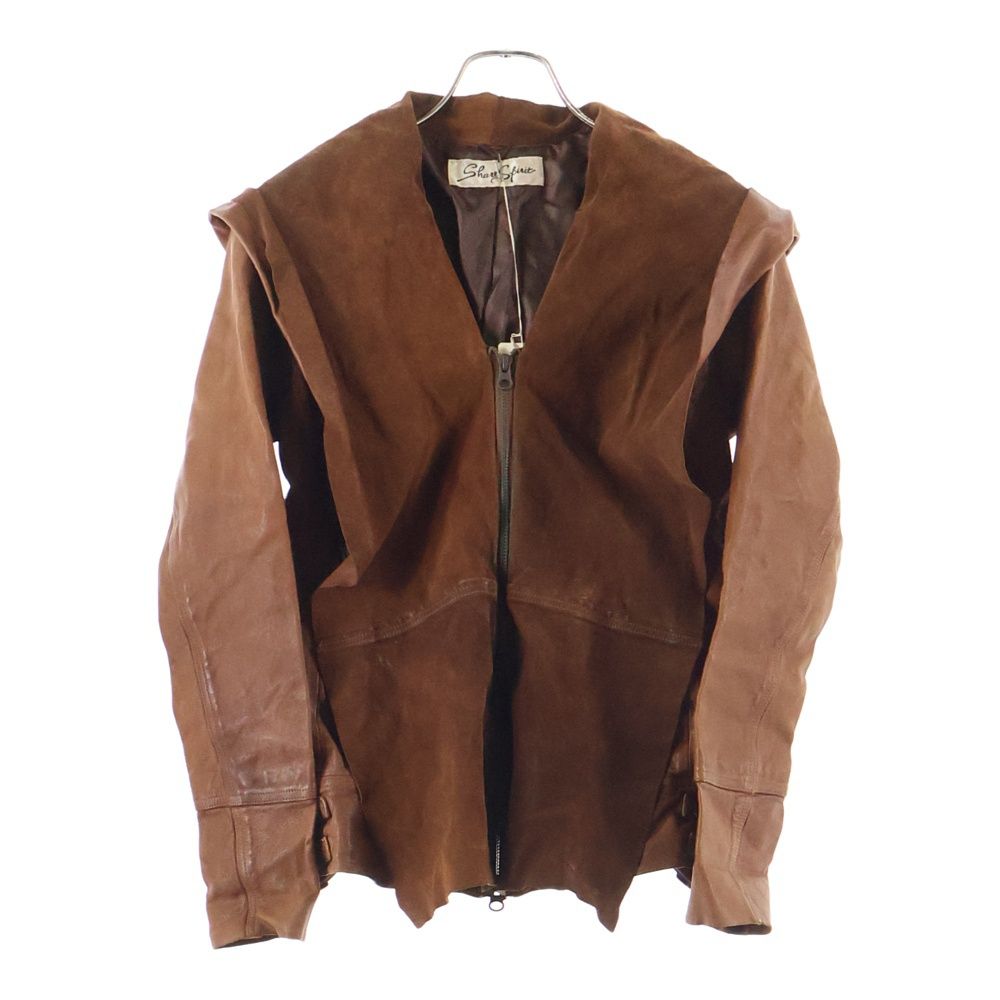 シェアースピリットShare Spirit レザージャケット ブラウン　Mサイズ SHARE SPIRIT (シェアスピリット) シープレザー フーデッド ジップ