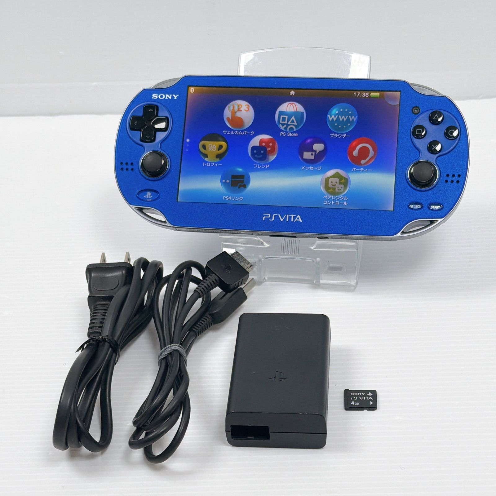 PSVITA PCH 1000 サファイヤブルー 外装 4 GBメモリーカード付き PlayStation Vita FW 3 50 遊べるセット ソニー プレイステーション