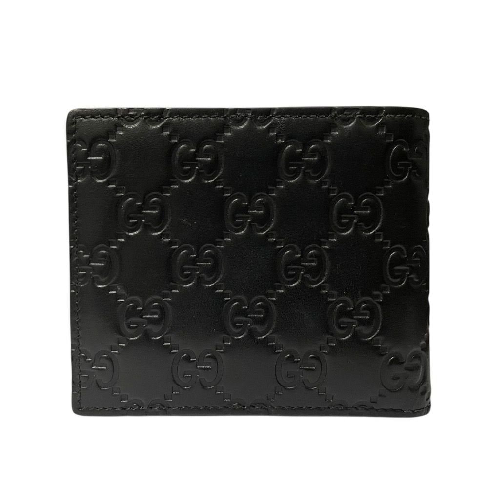 【新作入荷，新品】 美品 GUCCI グッチ GGシマ レザー 二つ折り財布 コンパクトウォレット ブラック メンズ 古着 中古 USED 二つ折り財布