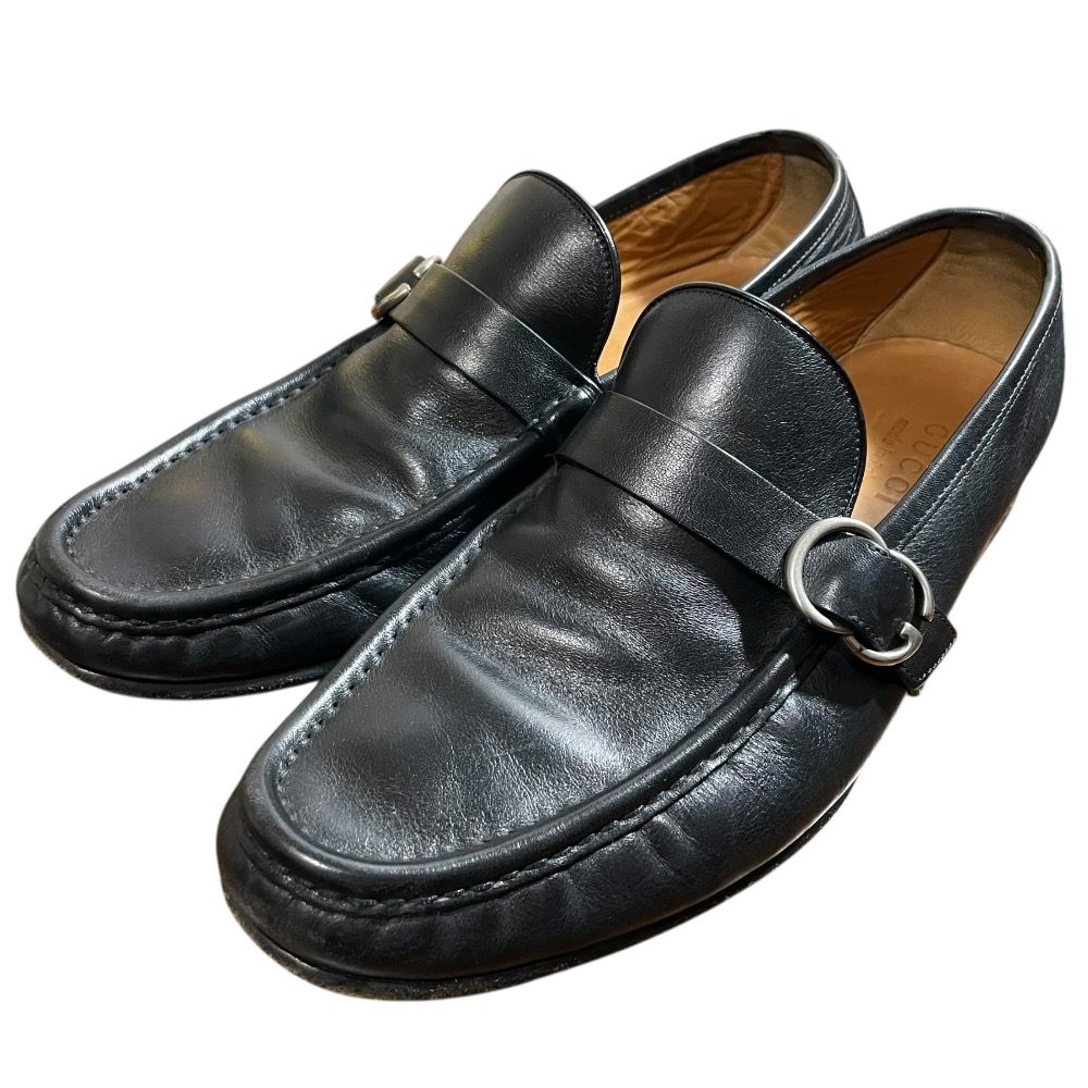 GUCCI グッチ レザー ローファー サイズ7 26 cm相当 ブラック メンズ 古着