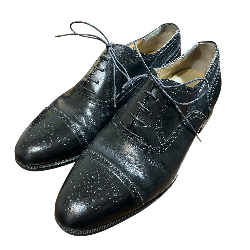 Salvatore Ferragamo サルヴァトーレフェラガモ レザー メダリオン ドレスシューズ サイズ7 1|2 EE 25.5 cm相当 ブラック メンズ 古着