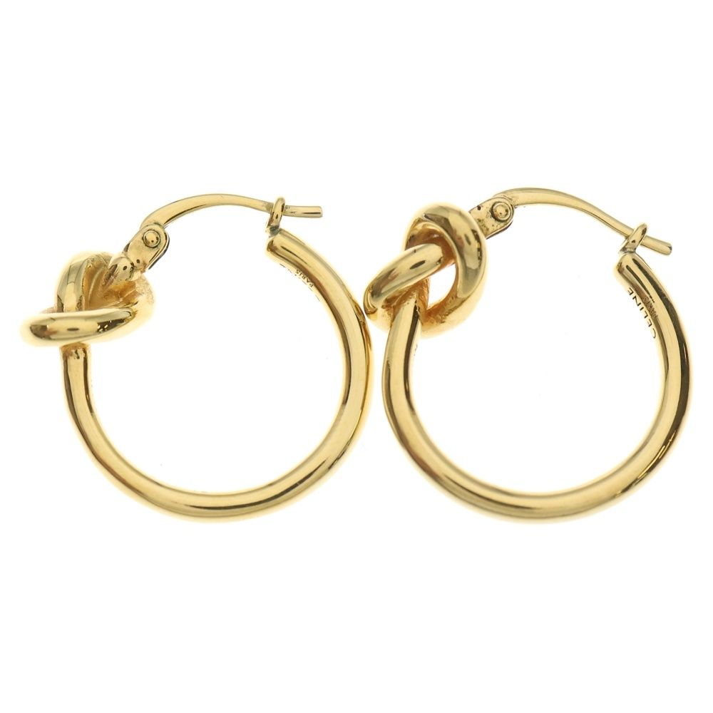 CELINE セリーヌ ノット スモール フープ ピアス ゴールド GP イヤリング