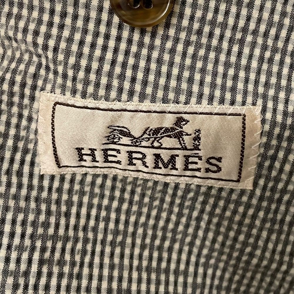 美品 HERMES エルメス チェック柄 シルクブレンド シアサッカー
