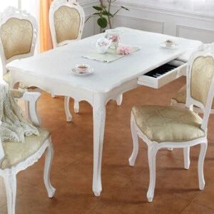 ヨーロピアンテイスト ネコ脚 ダイニングテーブル 135 cm ホワイト