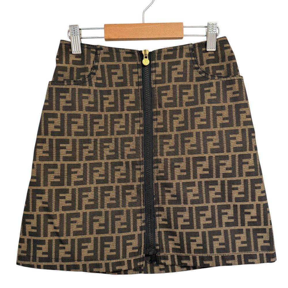 美品 FENDI フェンディ ヴィンテージ ズッカ柄 ミニ丈 台形スカート 24