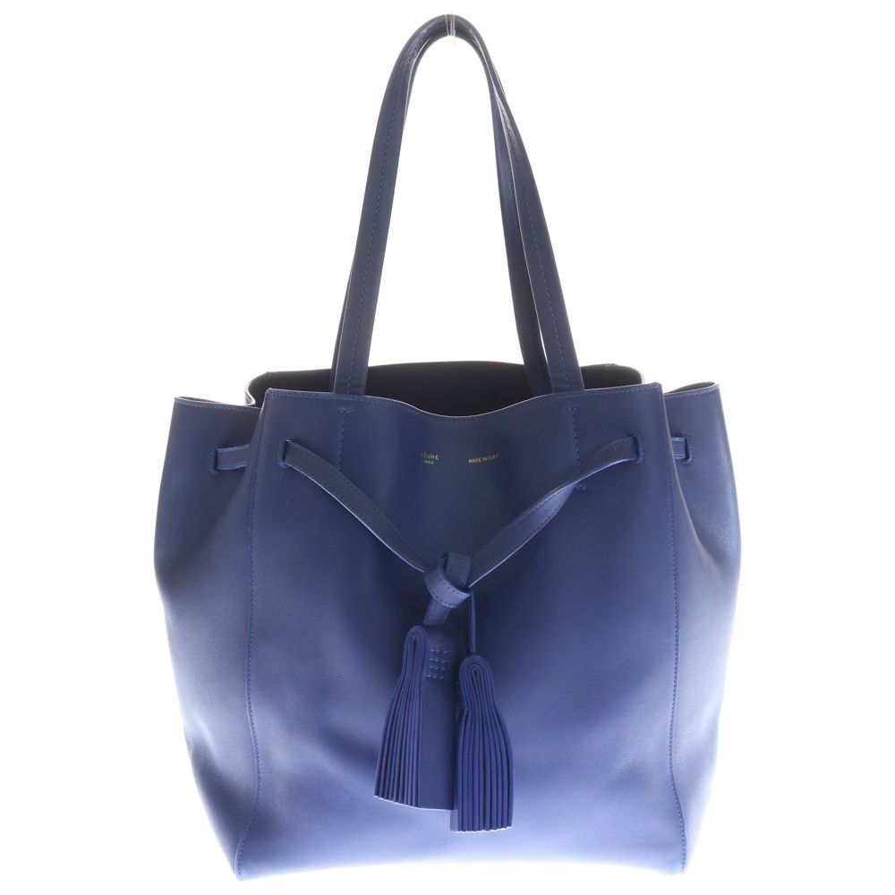 CELINE セリーヌ カバファントム トートバッグ ハンドバッグ ブルー レザー ゴールド金具