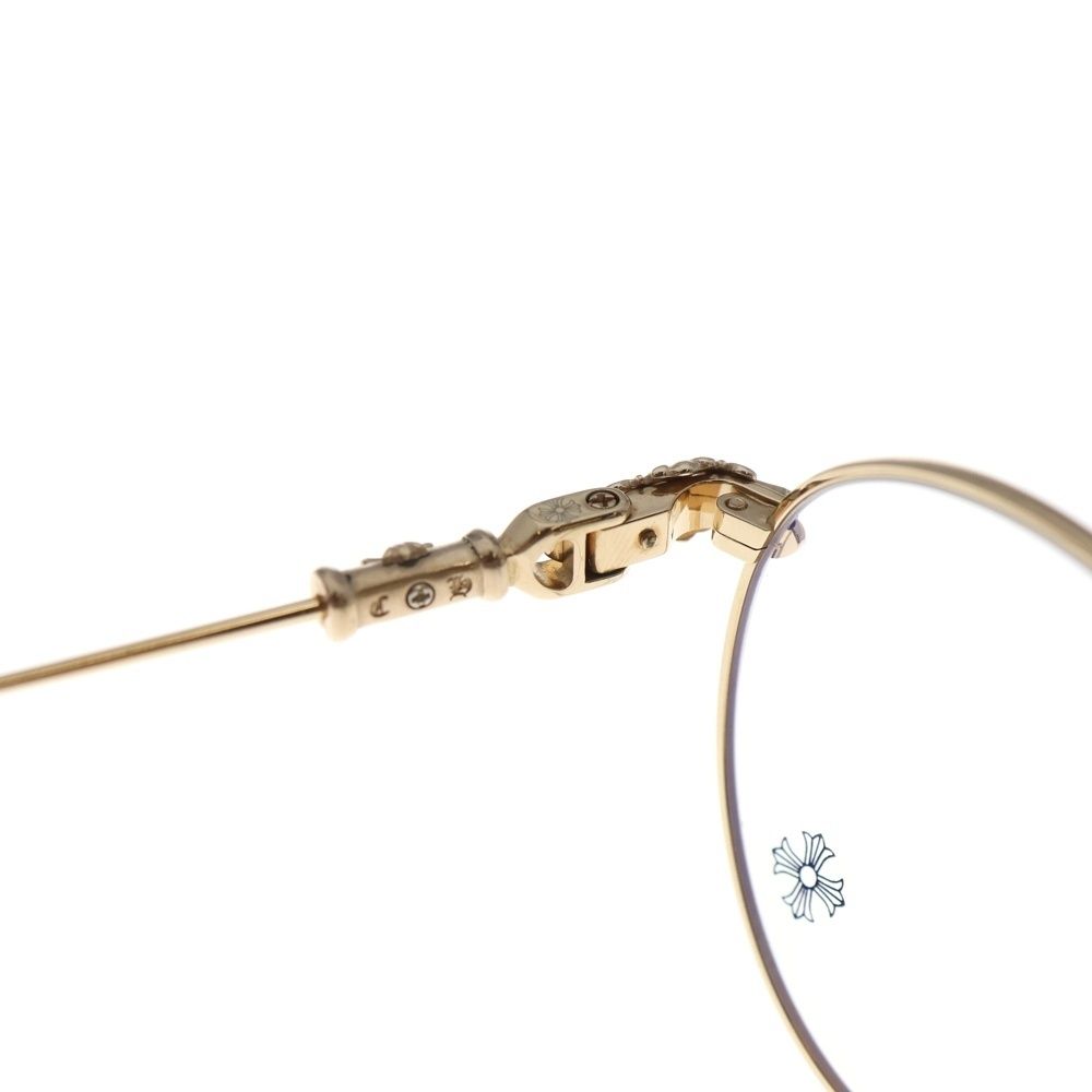  CHROME HEARTS クロムハーツ BUBBA A クロステンプルメタルフレームラウンド眼鏡 ゴールド ブラック その他 メンズ