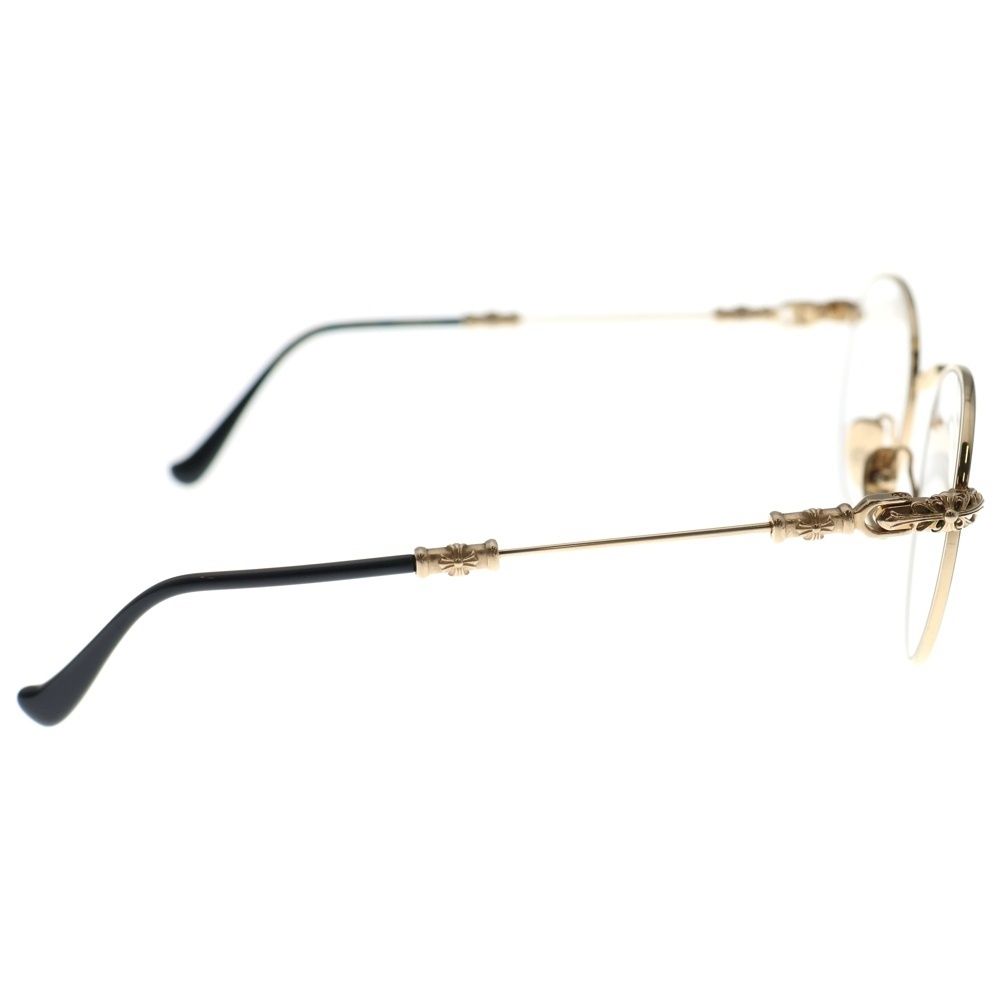 クロステンプルメタルフレームラウンド眼鏡 ゴールド