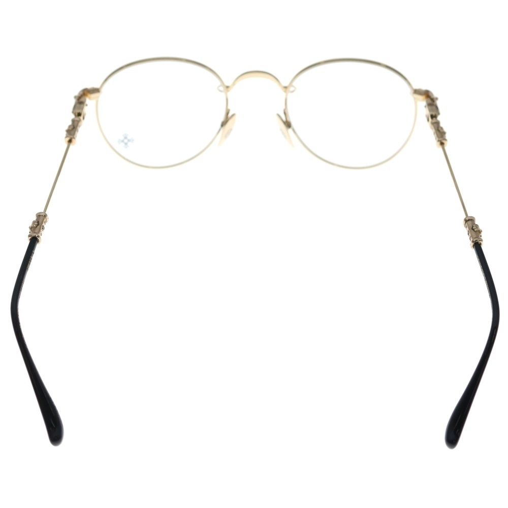 CHROME HEARTS クロムハーツ BUBBA A クロステンプルメタルフレームラウンド眼鏡 ゴールド ブラック