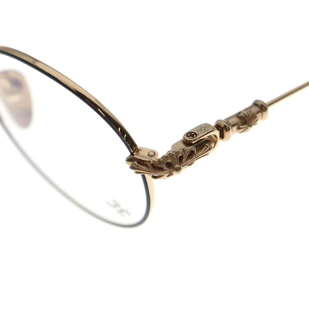 クロステンプルメタルフレームラウンド眼鏡