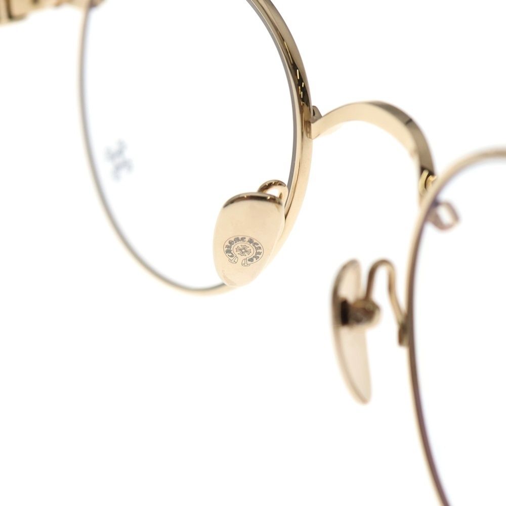 クロステンプルメタルフレームラウンド眼鏡 ゴールド