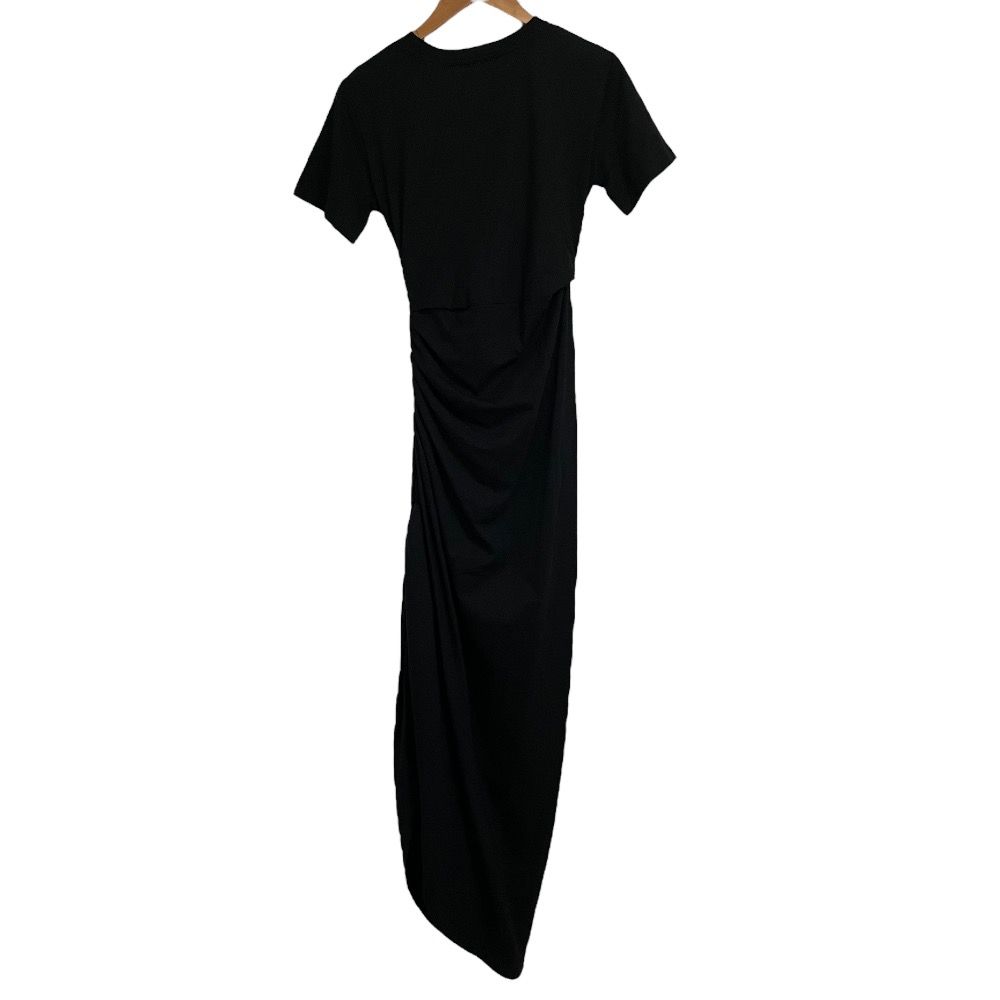 GIUSEPPE DI MORABITO ジュゼッペディモラビト 半袖 ロング丈 ギャザー デザインワンピース S ブラック レディース 古着