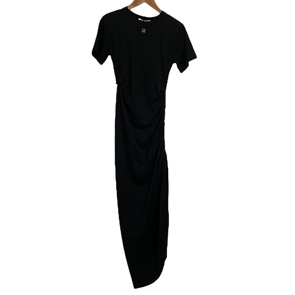 ♥ GIUSEPPE DI MORABITO ジュゼッペディモラビト 半袖 ロング丈 ギャザー デザインワンピース S ブラック レディース 古着